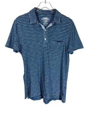 WALLACE & BARNES Men's Indigo striped blue polo shirt - Casual Short Sleeve